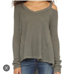 Free people green cold shoulder sweater